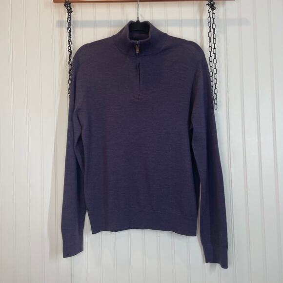 Saks Fifth Avenue Men’s Purple Wool Blend Mock neck Pullover Sweater Size M - Picture 1 of 5